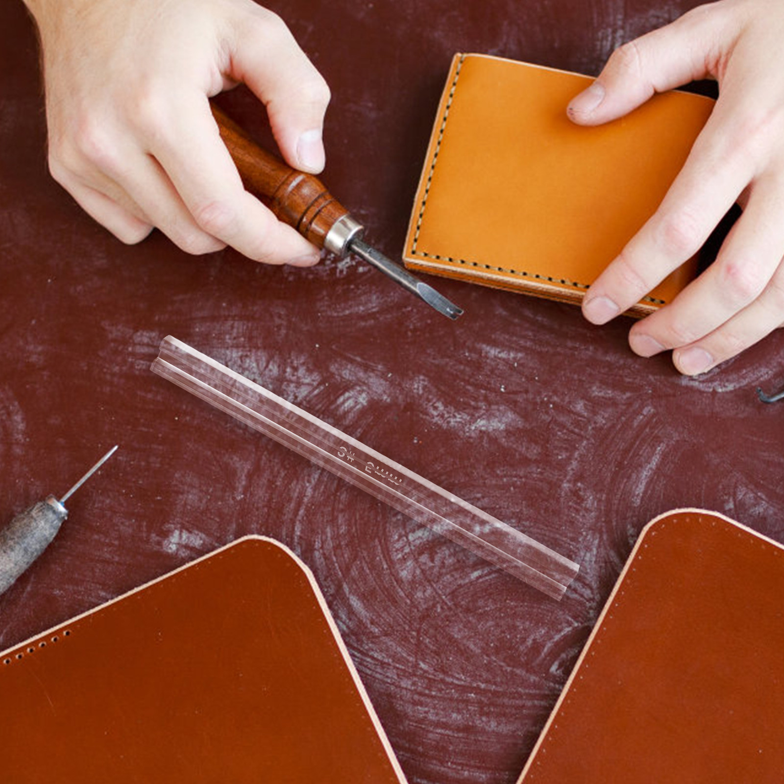 3Pcs DIY Zipper Glue Ruler Acr - đánh giá và giá Leatherworking Guide