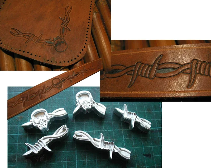 5pcs Thorns and skull pattern  - đánh giá và giá Unique Leather Work